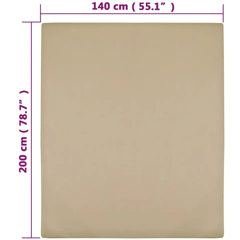vidaXL Hoeslaken jersey 140x200 cm katoen taupe, foto 3