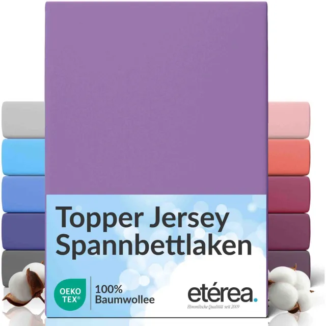 etérea Himmlische Qualität etérea Topper Jersey Hoeslaken 180x200 - 200x200 cm Oekotex Made in Green - 100% katoen - Violett