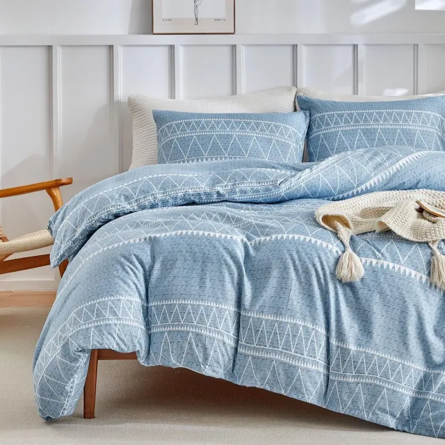 Unyqoos Bohemien Stijl Dekbedovertrekset 200x200 cm met Kussenslopen in Blauw Microvezel