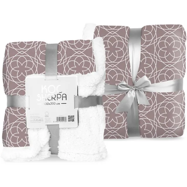 Faro Sherpa Fleece Deken Flower - 150 x 200 cm - Polyester Roze