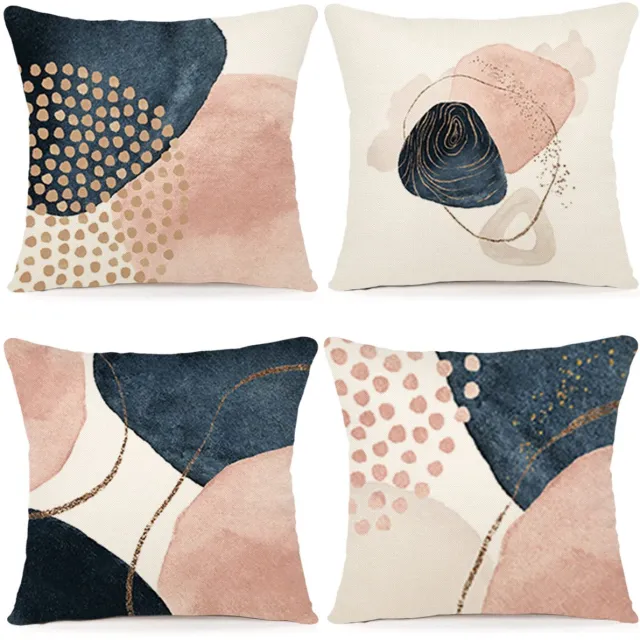 Ibenzoa Kussensloop 50 x 50 cm, Set van 4 Sierkussens, Linnen, Kussenhoezen, Moderne Bankkussens, Boho, Kussenslopen, Abstract Patroon, Kussenhoezen Voor Bank, Slaapkamer, Bank, Outdoor, Kussen, 50 x 50 blauw
