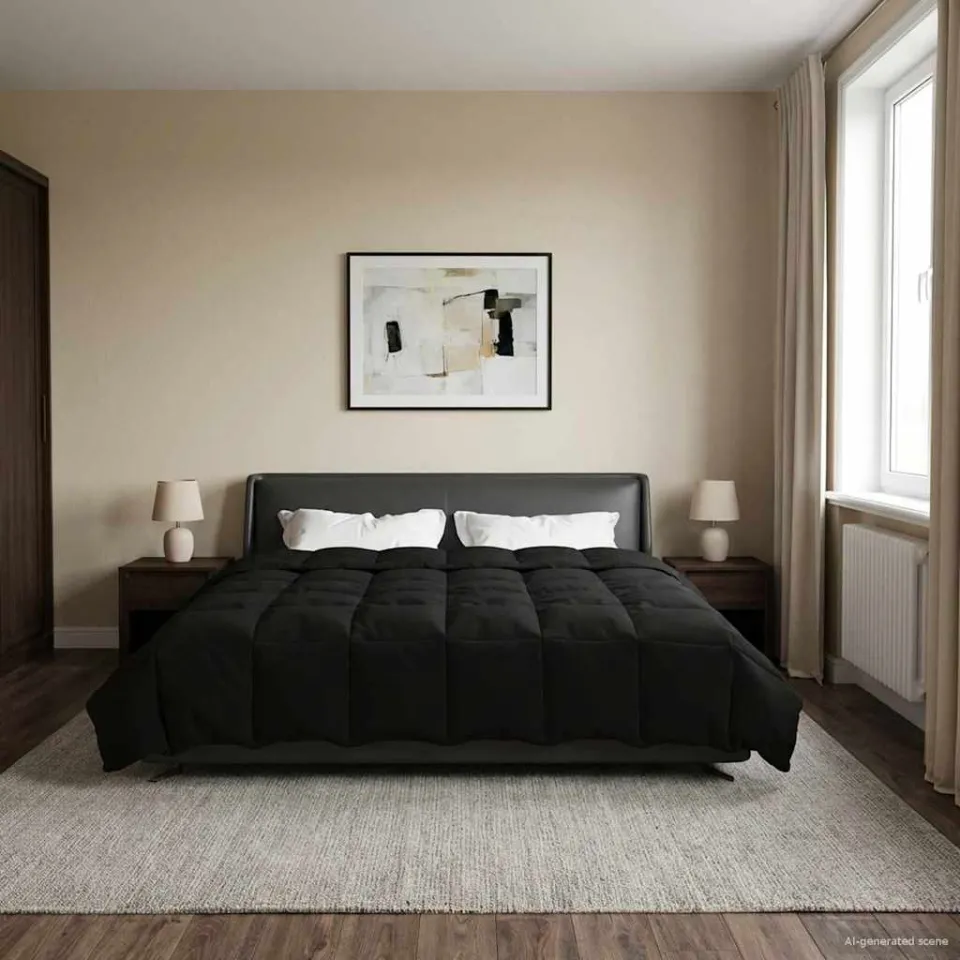 vidaXL Vol jaar dekbed 200 x 240 cm Microfiber (100% polyester) Zwart, foto 4