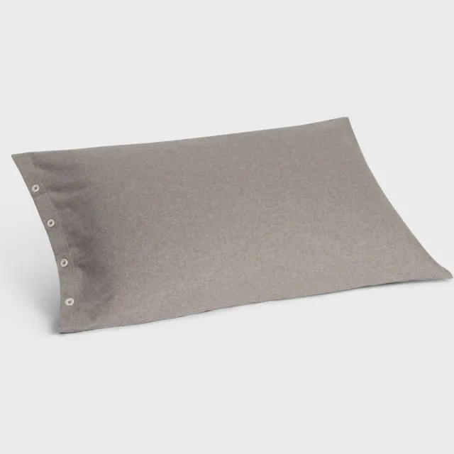 Yumeko kussensloop flanel stone bruin 50x70 - Biologisch & ecologisch - 1 stuk Stone Brown