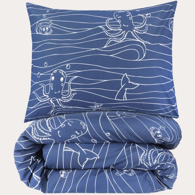 NOUS Kids katoenen dekbedovertrek kinderbed (120x150 cm) Blauw