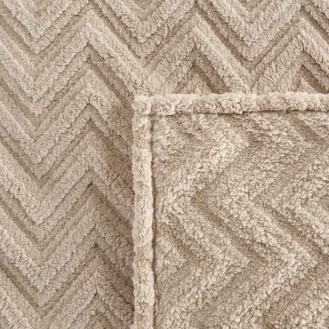 Eurofirany Zacht Pluche Deken 150x200cm - Visgraat - Donker Beige