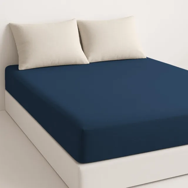 Unyqoos Donkerblauw hoeslaken van microvezel voor matrassen tot 28 cm hoog