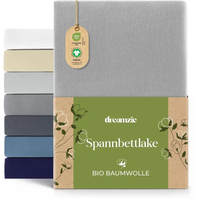 Dreamzie Merkloos Jersey Hoeslaken 80x200 cm Grijs - 100% Biologisch Katoen
