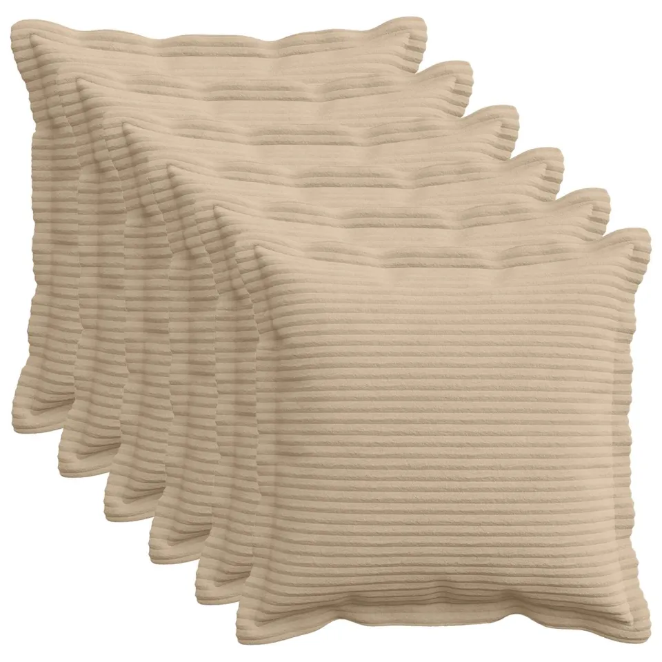 vidaXL Kussensloop 6 st HOUTEN Taupe 50 x 50 cm corduroy, foto 3
