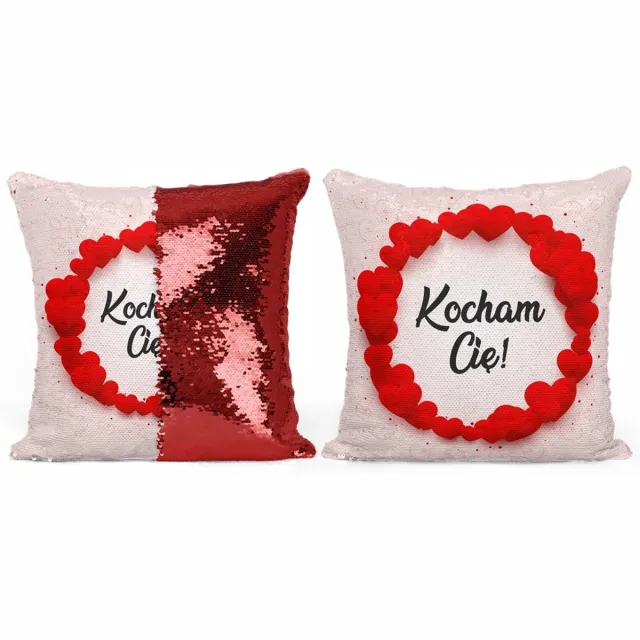 DOMAREX Decoratieve Kussenhoes 40x40cm met Pailletten - "Ik Hou Van Jou" Multicolor