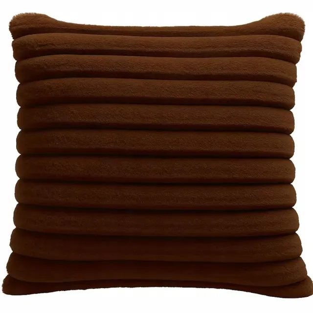 Fitizzio Luxe Pluche Kussenhoes 40x40 cm met Ribbels - Bruin