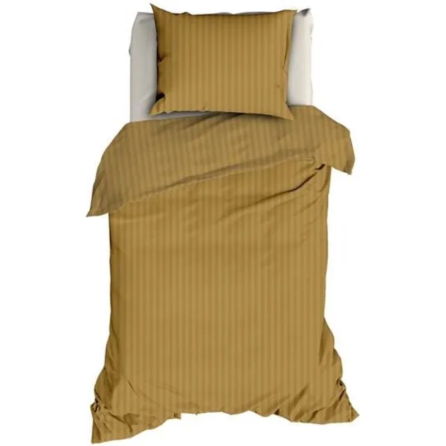 Satin D Or Satin d'Or Satijnstreep Dekbedovertrek - Eenpersoons - 140x200/220 cm - Gold