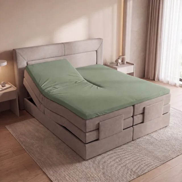 Saphira COMFORT Split Topper Hoeslaken – Jersey – Groen – 160x200/220 cm – 100% Katoen – 160 GSM – Matrashoogte 10-25 cm – 360° Elastiek