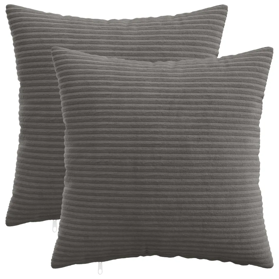 vidaXL Kussensloop 2 st HEERLEN Donkergrijs 40 x 40 cm corduroy, foto 3