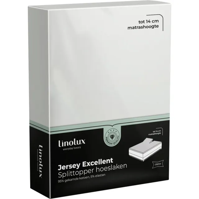 Linolux Hoeslaken Splittopper Jersey Excellent Offwhite 180x200 t/m 200x220