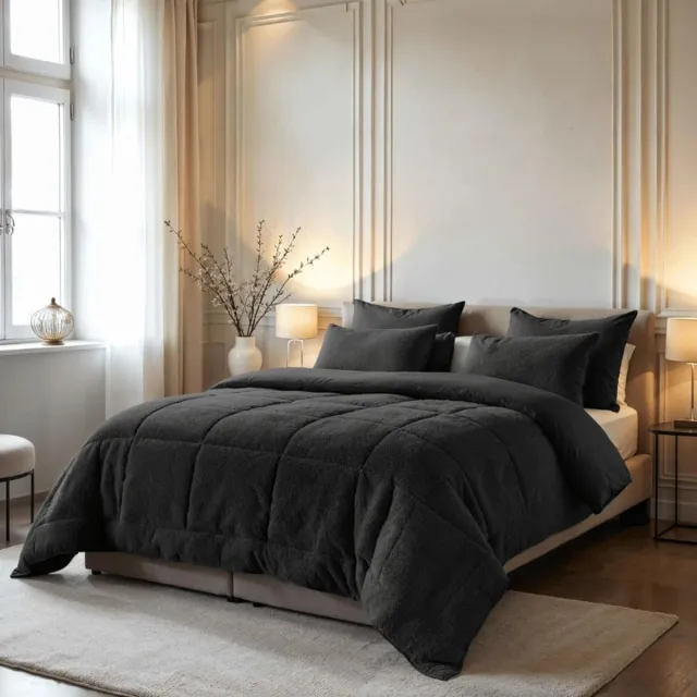 Gtb Dekbed 200x200 - Dekbedovertrek 200x200 Tweepersoons - Zomerdekbed - Antraciet - 200cm x 200cm x 4cm Zwart