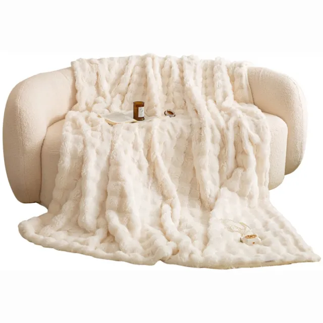 whiqutey Pluche-Comfy-Deken-Dekentje-Sofa-Deken-Lange-Sofa-Deken-150x220CM-Cr猫me-Puff Gebroken wit