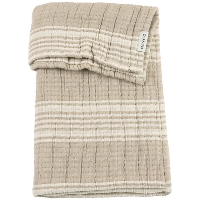 Meyco Stripe Jacquard wiegdeken sand
