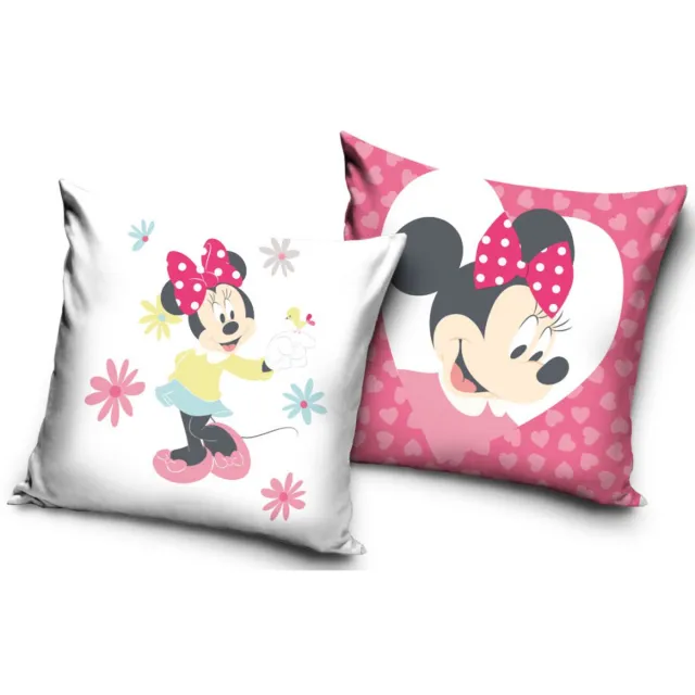 Disney Minnie Mouse Kussenhoes – 40x40 cm – Fluweelzacht – Multicolor – kussensloop - exclusief vulling roze wit