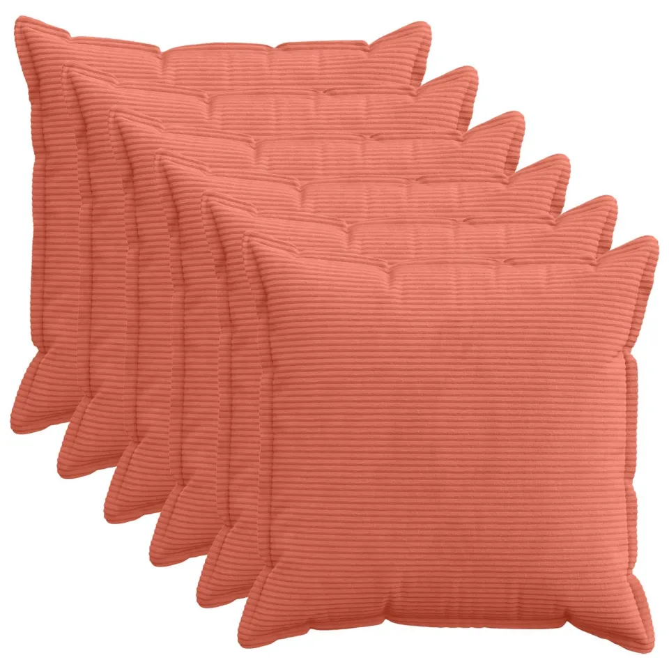 vidaXL Kussensloop 6 st HOUTEN Rood-oranje 70 x 70 cm corduroy, foto 3