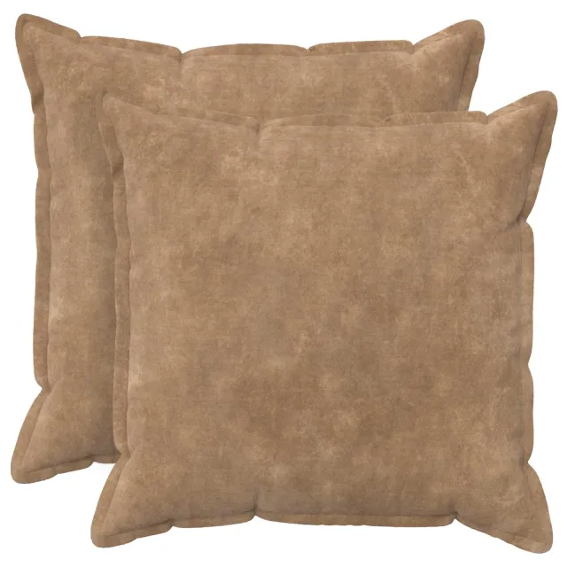 vidaXL Kussensloop 2 st HOUTEN Taupe 80 x 80 cm Microfiber Fleece, foto 2