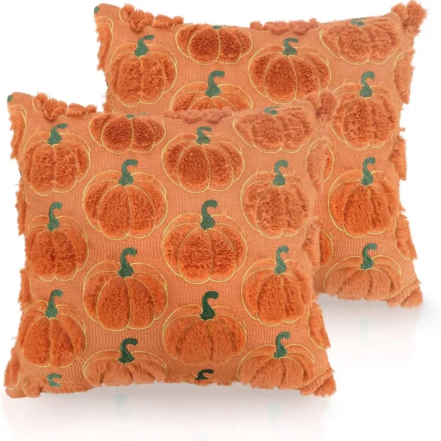 Cosensi Herfst kussenslopen 45 x 45 cm voor decoratieve herfst touch met pompoenmotief. Set van 2 stuks. Any