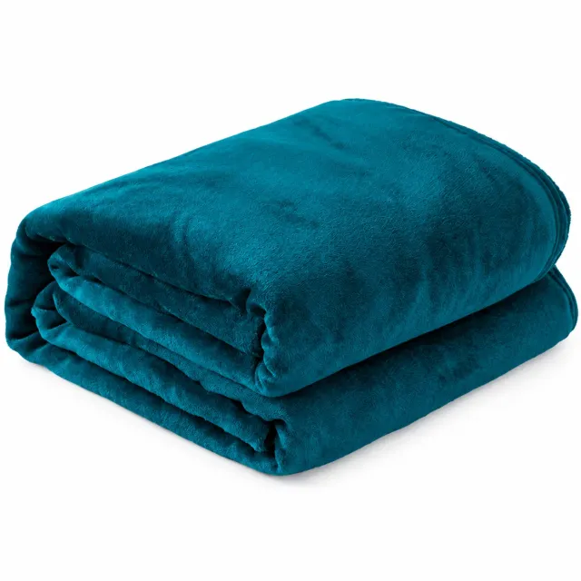 SWGOTA Blauwgroene flanellen plaid 100 x 120 cm, effen polyester deken voor bank en dutje
