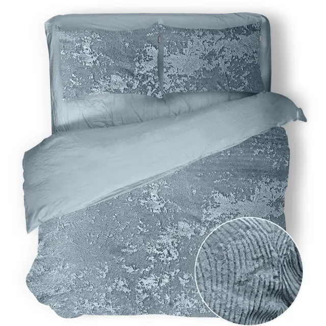 Eleganzzz Dekbedovertrek 3D Embossed Velvet Wave - Mineral - Dekbedovertrek 240x200/220cm - Velvet Dekbedovertrek - 100% Velvet - Lits Jumeaux dekbedovertrekken - Effen Dekbedovertrek