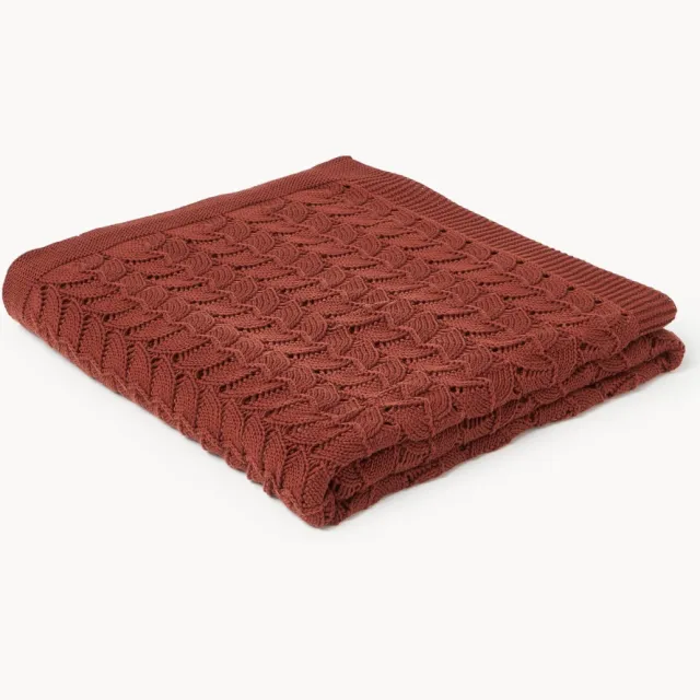 Westwing Collection Gebreide plaid Vera van katoen Wijnrood