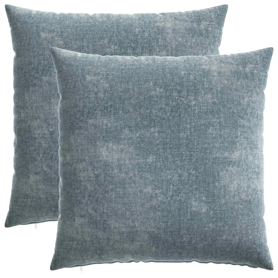 vidaXL Kussensloop 2 st HEERLEN Lichtblauw 60 x 60 cm Chenille Stof blauw, foto 3