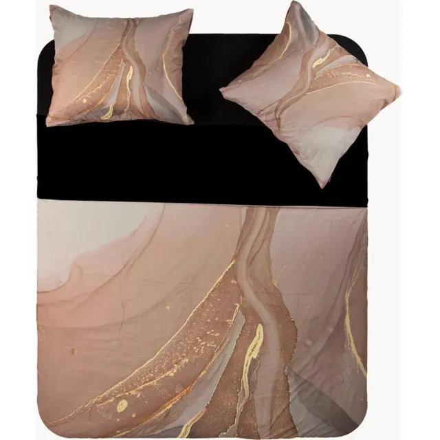 Y-not® Luxe Fluwelen Marmer Goud Taupe Dekbedovertrek met Chique hotelontwerp - Kreukvrij en Anti-allergisch - Inclusief Kussenslopen - 1 Persoons 140x200/220 - Wasbaar op 40°C - 100% Microvezel