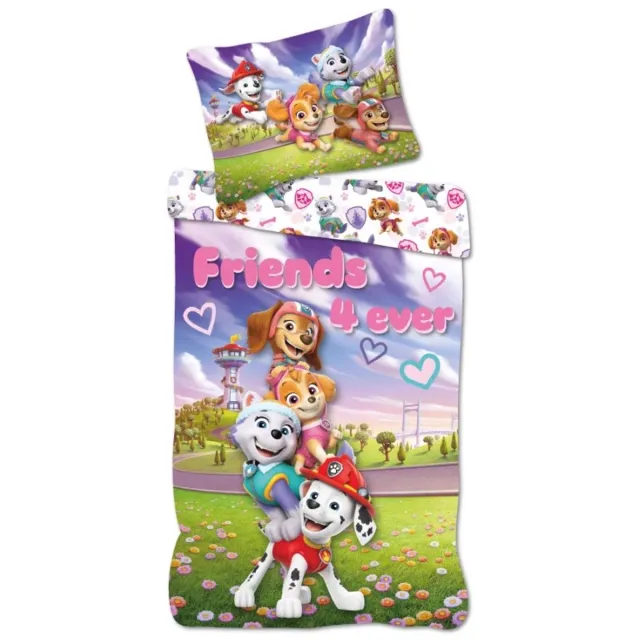 PAW Patrol Friends peuterdekbedovertrek - 100 x 135 cm - 40 x 60 cm Roze