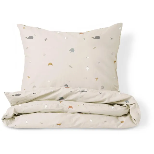 Petite Amélie Dekbedovertrekset – 120x150 cm – Biologisch Katoen – Sea Life Beige - Sea Life