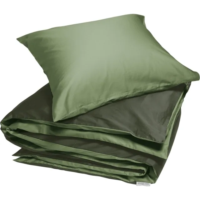 Yumeko dekbedovertrek katoensatijn dubbelzijdig olive 140x220 + 1/60x70 - Bio, eco & fairtrade
