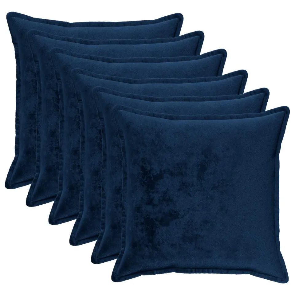 vidaXL Kussensloop 6 st HOUTEN Marineblauw 60 x 60 cm Flanel, foto 3