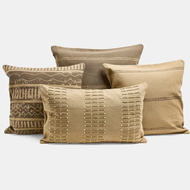 Loberon Kussenhoes set van 4 Patti bruin/beige