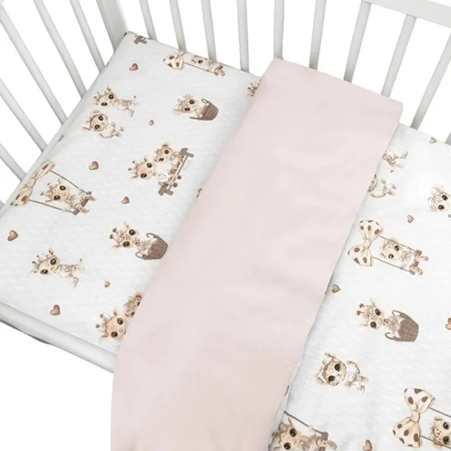 Zavelo Peuter Dekbedovertrek Girafje Beige/Oud Roze