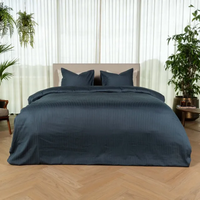 kayori Elin Dekbedovertrek Katoensatijn - 140x200-220 cm +1 sloop - Eenpersoons - Denim