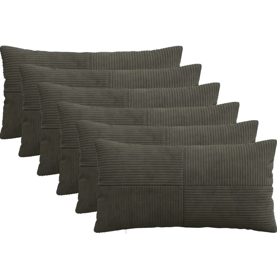 vidaXL Kussensloop 6 st ALMELO Antracietkleurig 40 x 70 cm corduroy Anthraciet
