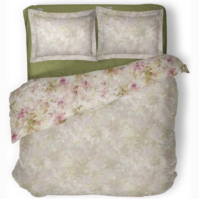 LINNICK Dekbedovertrek Katoen Fable Meadow - Beige - Dekbedovertrek 200x200/220cm - 100% Katoen - Tweepersoons - Dekbedovertrekken - Bloemen Dekbedovertrek
