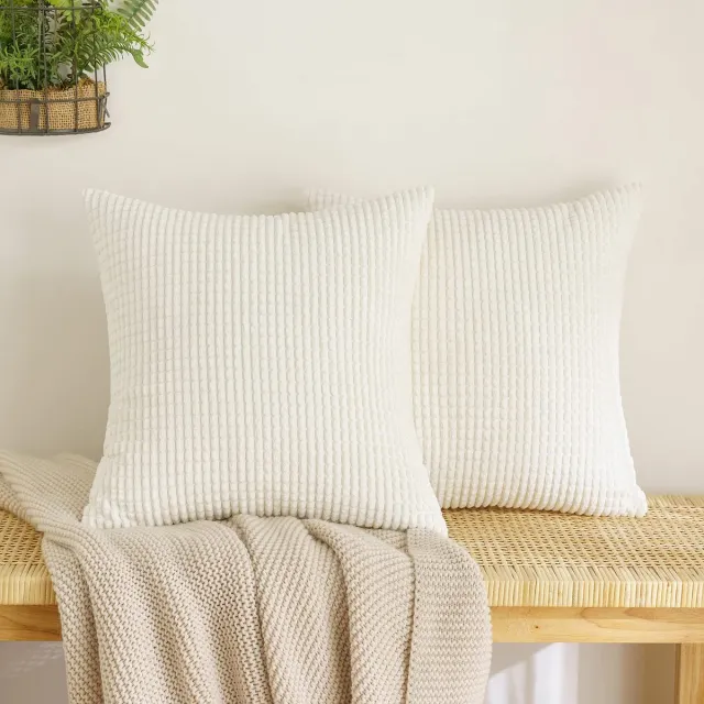 Ibenzoa Set van 2 Zacht Fluwelen Kussenhoezen voor Sofa en Woonkamer, 50x50 cm, Beige