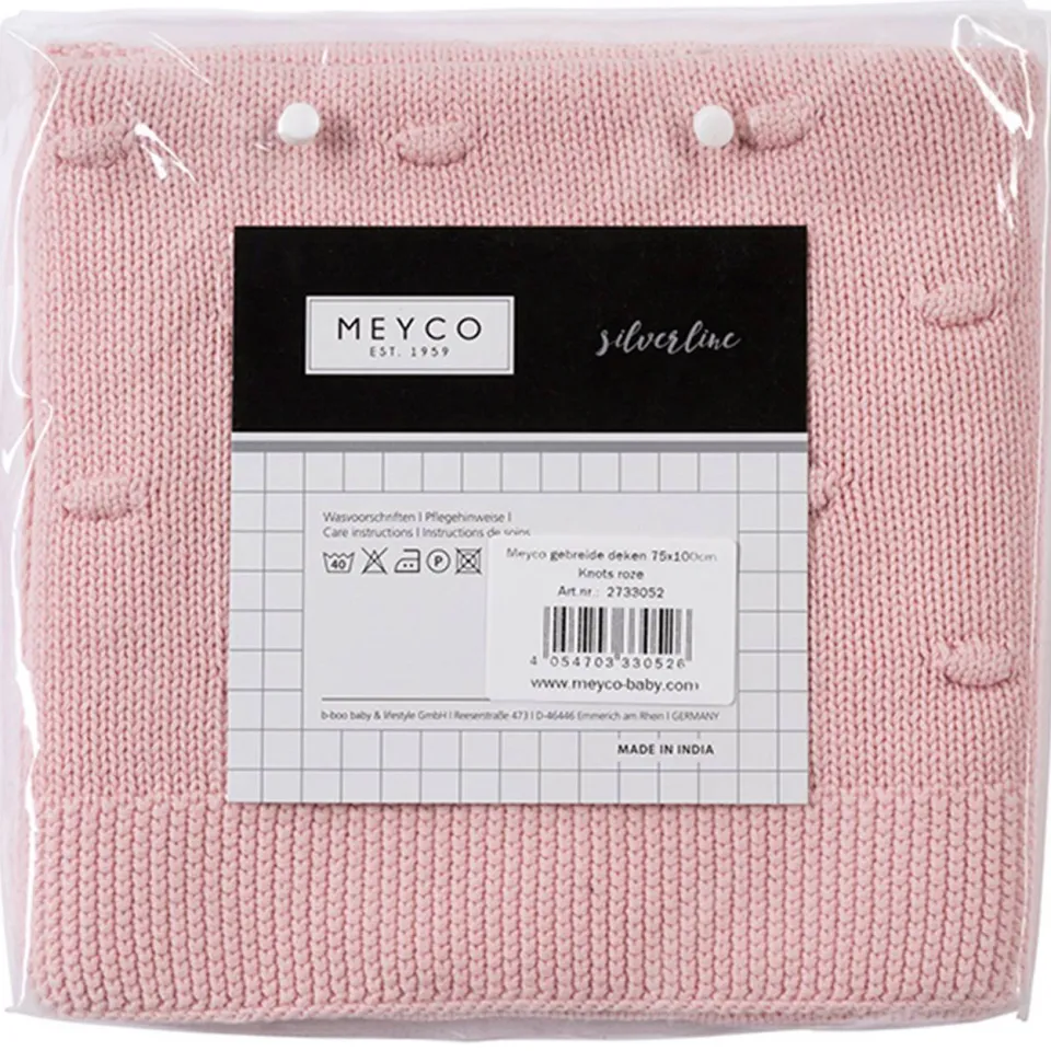 Meyco Knots wiegdeken roze, foto 3