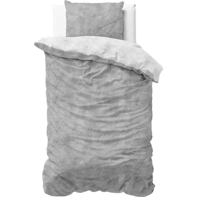 Sleeptime Flanel Twin Washed Cotton - Dekbedovertrek - 1 kussensloop - Grijs Washed Grijs