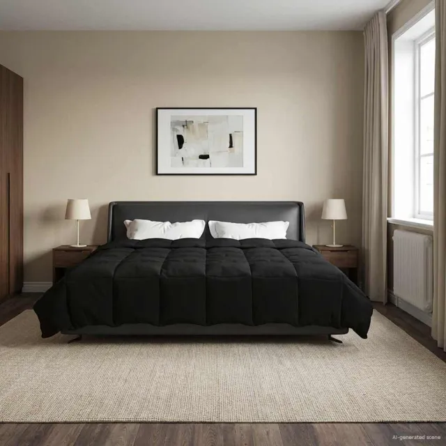 vidaXL Vol jaar dekbed 240 x 220 cm Microfiber (100% polyester) Zwart