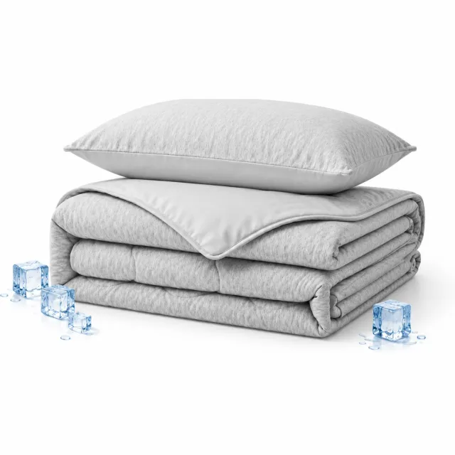 decoware Verkoelend Dekbed zonder overtrek 140x220 cm – Grijs - Verkoelend & Ademend – Lichtgewicht Zomerdekbed – Wasbaar Dekbed – Met Kussensloop - Eenpersoons