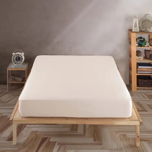 Premium jersey hoeslaken 100x200cm beige - hoeslaken 100% katoen, bedlaken 100x200 tot 35 cm matrashoogte beige