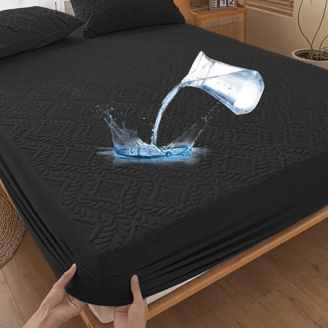 Famanu Luxe waterdichte matrashoes 140x200 cm met ademend 3D-patroon, zwart