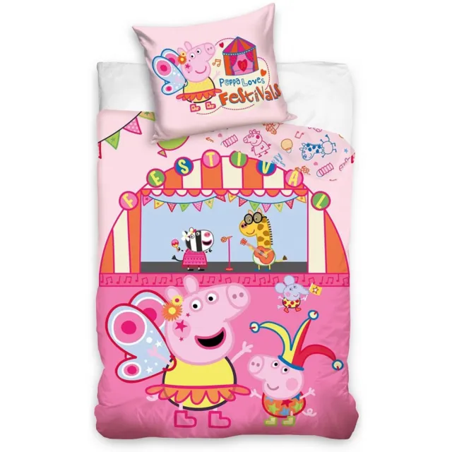 Peppa Pig dekbedovertrek Festival 140 x 200 cm - 70 x 90 cm - katoen Roze
