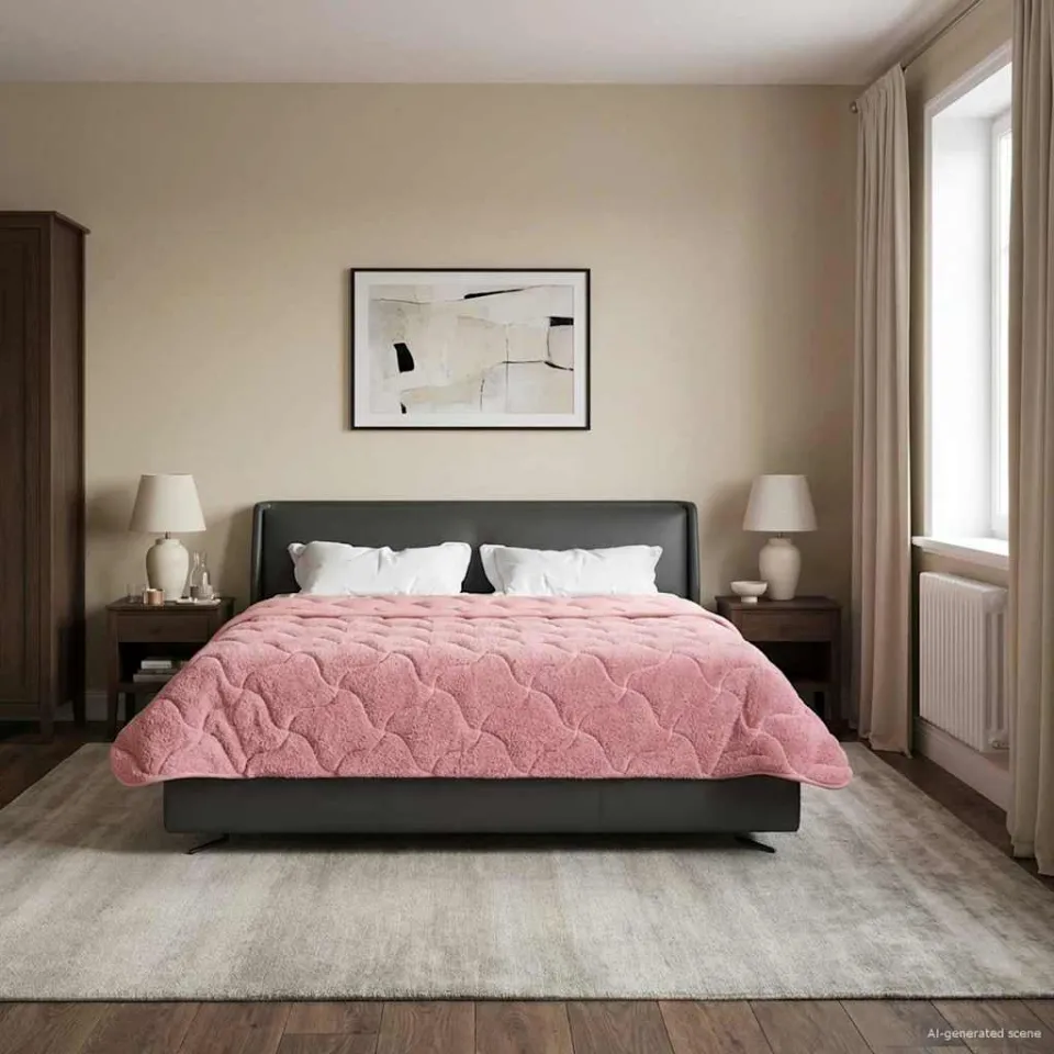 vidaXL Zomer Dekbed 240 x 260 cm Zomer Roze Ademend, foto 4