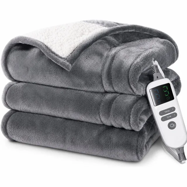 North Collective House of Balance Elektrische Deken - 1 persoons Verwarmingsdeken - 130 × 160 cm – 10 Warmtestanden – Timer – Machinewasbaar Grijs
