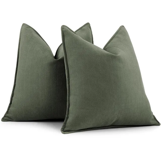 Unyqoos ® Zachte Chenille Sierkussenslopen voor Luxueuze Woon- en Slaapkamerdecoratie, Set van 2, 50 x 50 cm groen